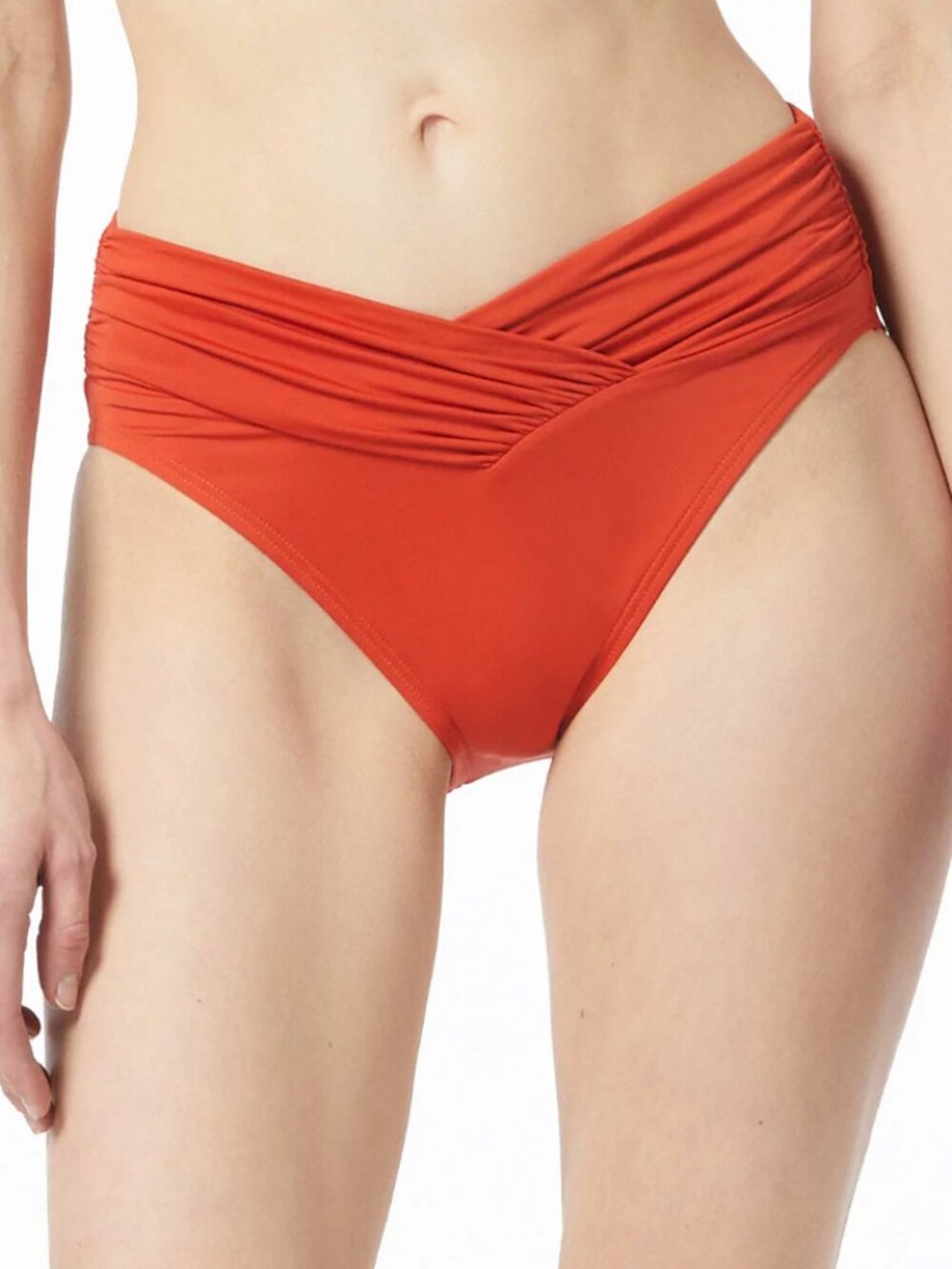 Michael Michael Kors Gathered V-Waistband Bikini Bottoms – Red – Size S – NWT